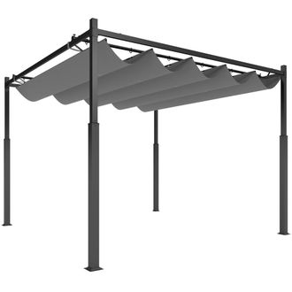 OUTSUNNY P&eacute;rgola 298x298x230 cm gris