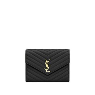 Saint Laurent Flap Pouch in Black Leather - female - Saint Laurent - Wallets & Cardholders - Black - ONE SIZE - Accessories