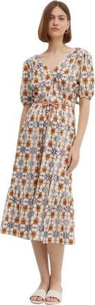 La Petite Francaise Reconfort Jurk met Strik en Print - Dames - Casual kleedjes - Veelkleurig - XS - Katoen - Kleedjes