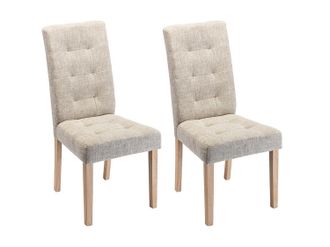 Vente-Unique Vente-unique - Sedie In Tessuto E Gambe Legno Beige - Lotto Di 2 - Villa