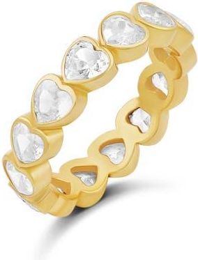 SHYMI Heart Cubic Zirconia Eternity Band in Gold at Nordstrom, Size 8
