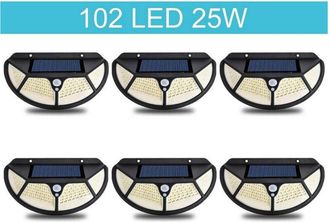 Trade Shop Trade Shop Traesio - Trade Shop - Faretto Led Externo Con Solare Pannello Sensore Moviment Crepuscolare 6pz
