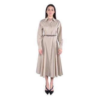 Max Mara Shirt Dresses, female, Beige, Size: S Long Shirt Dress