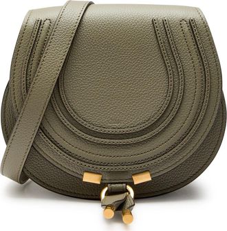 Chlo&eacute; Marcie Small Grained Leather Saddle bag - Green - One Size