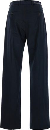 Alexander McQueen Mens Blue Straight Tailored Pants Cotton Trousers