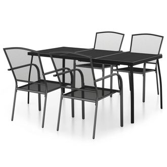 Berkfield Home 5 Piece Garden Dining Set Anthracite Steel in Black