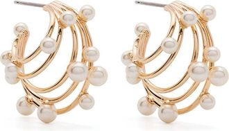Tory Burch Faux-Pearl-Embellished Earrings - Womens - Brass/Faux Pearl