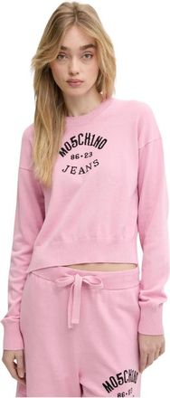 Moschino Cotton Sweater - Dames - Ronde hals truien - Roze - XL - Katoen - Truien & Vesten