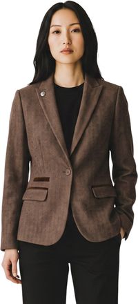 TruClothing Womens Oak Brown Tweed Herringbone Blazer Tailored Country Jacket - IMW04