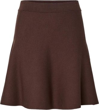 Y.A.S Yasfonny HW Knit Skirt - Dames - Korte rokken - Bruin - S - Polyester - Rokken