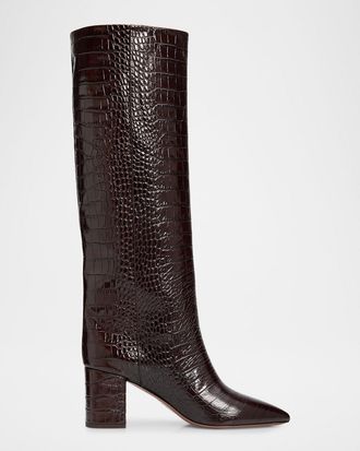 PARIS TEXAS 70mm Anja Croc-Embossed Leather Knee-High Boots
