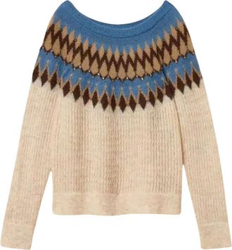 Twinset Myfo Mohair Jacquard Jumper - Dames - Ronde hals truien - Veelkleurig - M - Wol - Truien & Vesten
