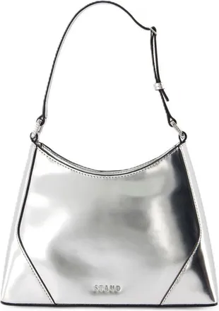 Staud Womens Linda Shoulder Bag Silver Calfskin