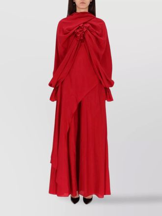 Alexander McQueen long evening dress with bow tie and ruffles