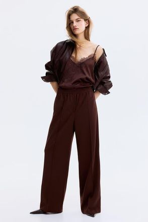 H&M Crease-leg Trousers in Brown at Nordstrom, Size Xx-Small
