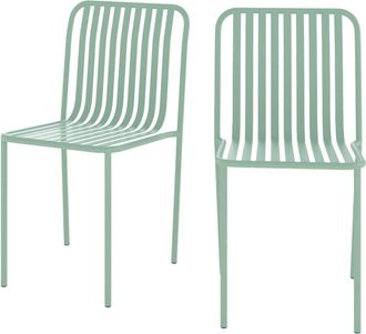 Rendez-Vous D&eacute;co Set de 2 sillas de jard&iacute;n de metal verde claro