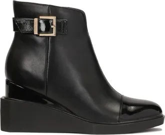 Kazar Leren laarzen op tweelaagse ankers - Dames - Sleehakken - Zwart - 40 EU - Leer - Schoenen