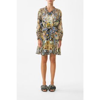 Camilla Short Tiered Shirtdress With Wide Waist Tie in Sevillian Style at Nordstrom, Size Xx-Large Au