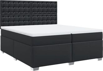 vidaXL Box Spring Bed with Mattress Black 200x200 cm Faux Leather vidaXL