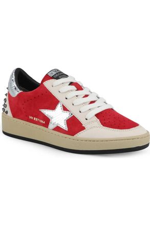 Vintage Havana Womens Denisse 48 Calf Hair Sneaker In Nude/red Studded