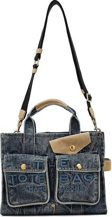 Marc Jacobs The Denim Suede Medium Cargo Tote Bag Tote Handbags Dark Wash Indigo