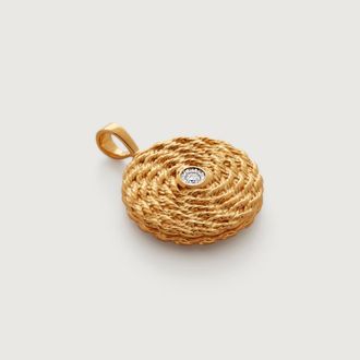 Monica Vinader Gold Corda Diamond Locket Lab Grown Diamond