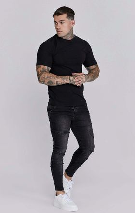 Siksilk Skinny-fit-Jeans SIKSILK Siksilk Jeans Distressed Skinny Jeans, Herren, Gr. 28, N-Gr, schwarz, Obermaterial: 98% Baumwolle CO. 2% Elasthan EL., Jeans 