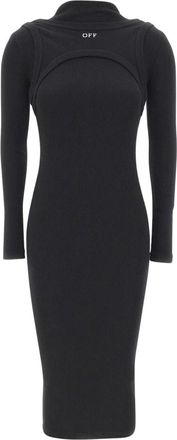 Off-white Kleedjes, Dames, Zwart, S, Midi Kleedjes