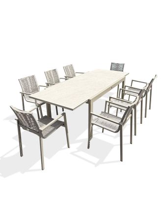 DCB Garden Kalibo - Conjunto De Comedor De Jard&iacute;n De 8 Plazas - Blanco - Dcb Garden