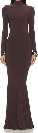 Norma Kamali Long Fishtail Dress In Chocolate Brown