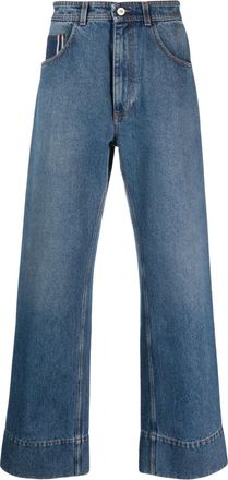 Wales Bonner Miles mid-rise wide-leg jeans - men - Cotton/Organic Cotton/Polyester - 32 - Blue