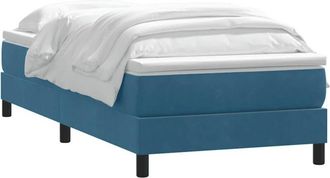 vidaXL Cama Box Spring Con Colch&oacute;n Terciopelo Azul Oscuro 80x220 Cm Vidaxl