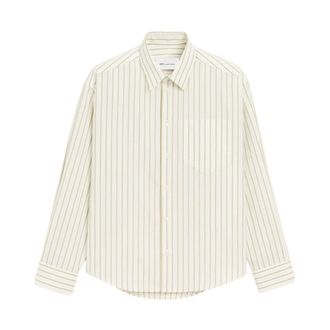 Ami Casual Shirts, male, White, Size: XS De Coeur Embroidered-Logo Shirt