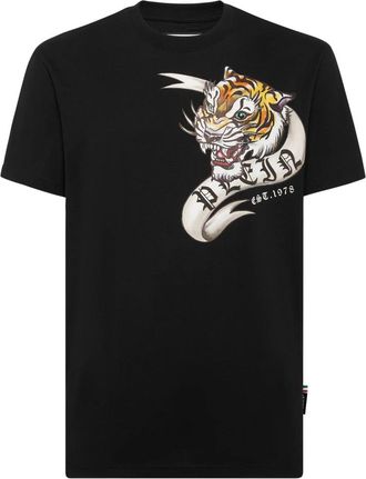 Philipp Plein T-shirt Round Neck SS Tattoo - Heren - T-shirts - Zwart - 2XL - Katoen - Tops