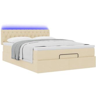 vidaXL Cama Otomana Con Colch&oacute;n Led Crema 140x190 Cm Tela Vidaxl