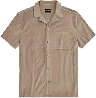 Mack Weldon Terry Cloth Camp Shirt in Desert Taupe at Nordstrom, Size Xx-Large
