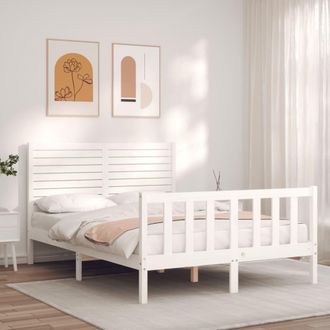 Berkfield Home Bed Frame with Headboard White 140x190 cm Solid Wood