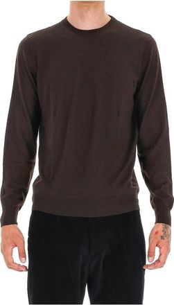 Drumohr Extrafijne wol ronde hals trui - Heren - Sweatshirts - Bruin - M - Wol - Hoodies & sweatvesten