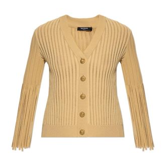 Balmain Cardigans, female, Beige, Size: 2XS V-Neck Cardigan