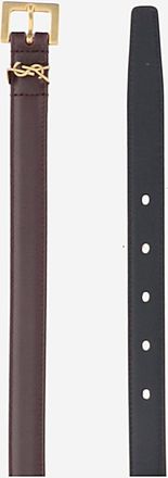 Saint Laurent Womens Leather Belt Cassandre Tan Calfskin