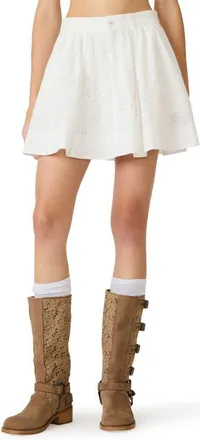 Steve Madden Vanny Floral Eyelet Cotton Miniskirt in White at Nordstrom, Size X-Large