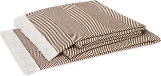 Matouk Leo Fringed Throw Blanket in Mocha at Nordstrom