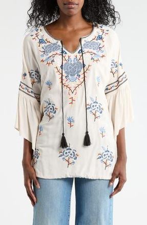 Forgotten Grace Boho Embroidered Top in Natural at Nordstrom Rack, Size X-Large
