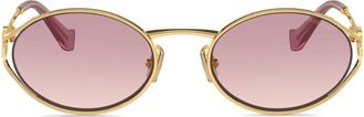 Miu Miu Eyewear oval-frame gradient-lenses sunglasses - women - Metal - One Size - Gold