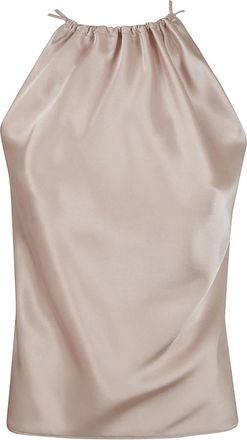 Pinko Mouwteloze top met gerimpelde halslijn - Dames - Tops zonder mouwen - Roze - M - Leer - Tops