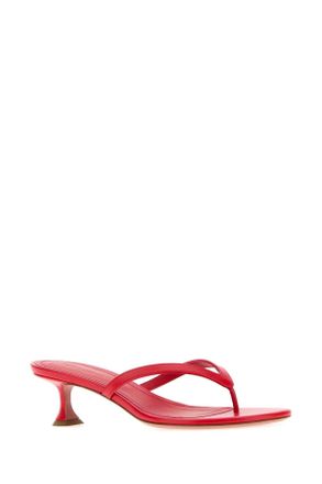 Amina Muaddi Womens Juliette Thong Sandal Red Nappa Leather