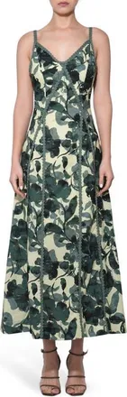 Adelyn Rae Madison Floral Print Cotton & Linen Maxi Slipdress in Olive Multi at Nordstrom, Size X-Small