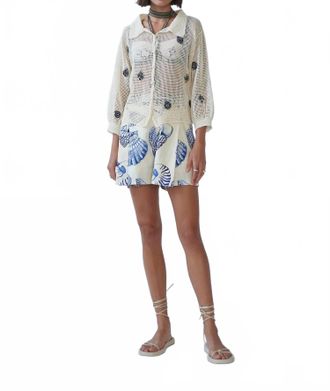 Carolina K Delmar Crochet Bomber Jacket In White