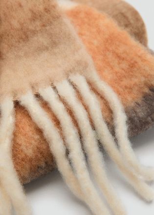 Mango Sciarpa righe bordi frange marrone - Donna - Taglia unica - MANGO