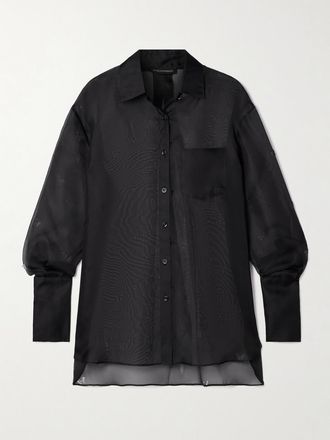 Kiki De Montparnasse Camicia In Organza Di Seta Tagliata Al Laser - Nero